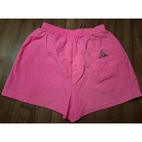 Vintage 80s ADDITIONS BY RONNIE Neon Pink Nylon Shorts Womans M - Picture 2 of 8